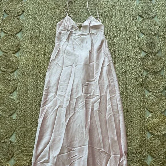 ZARA Satin Midi Dress – Pastel Pink – Size L – New (No Tags) 🎀 - Picture 8 of 13